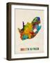 South Africa Watercolor Map-Michael Tompsett-Framed Art Print