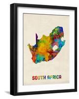 South Africa Watercolor Map-Michael Tompsett-Framed Art Print
