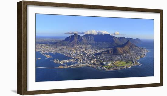 South Africa, Western Cape, Cape Town, Aerial View of Cape Town and Table Mountain-Michele Falzone-Framed Photographic Print