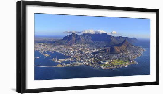 South Africa, Western Cape, Cape Town, Aerial View of Cape Town and Table Mountain-Michele Falzone-Framed Photographic Print