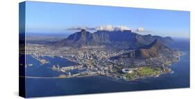 South Africa, Western Cape, Cape Town, Aerial View of Cape Town and Table Mountain-Michele Falzone-Stretched Canvas