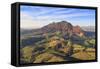 South Africa, Western Cape, Stellenbosch, Aerial view of Simonsberg Mountain range and Stellenbosch-Michele Falzone-Framed Stretched Canvas