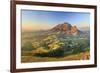 South Africa, Western Cape, Stellenbosch, Aerial view of Simonsberg Mountain range and Stellenbosch-Michele Falzone-Framed Photographic Print