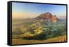 South Africa, Western Cape, Stellenbosch, Aerial view of Simonsberg Mountain range and Stellenbosch-Michele Falzone-Framed Stretched Canvas