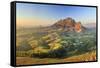 South Africa, Western Cape, Stellenbosch, Aerial view of Simonsberg Mountain range and Stellenbosch-Michele Falzone-Framed Stretched Canvas