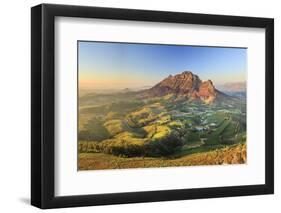 South Africa, Western Cape, Stellenbosch, Aerial view of Simonsberg Mountain range and Stellenbosch-Michele Falzone-Framed Photographic Print