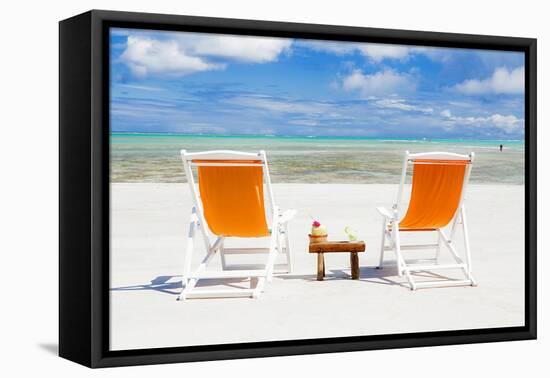 South America, Brazil, Alagoas, Praia Do Riacho, Sun Loungers and Cocktails on the Beach Pr-Alex Robinson-Framed Stretched Canvas