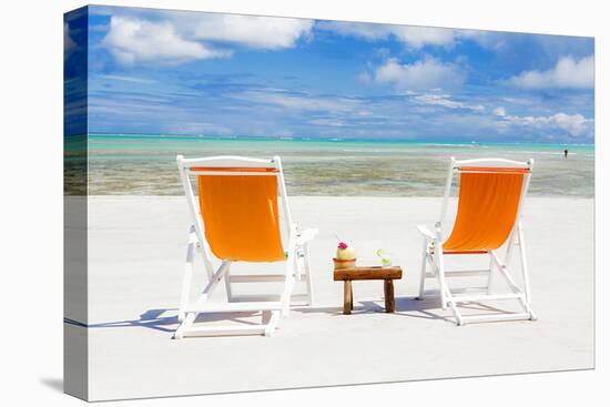 South America, Brazil, Alagoas, Praia Do Riacho, Sun Loungers and Cocktails on the Beach Pr-Alex Robinson-Stretched Canvas