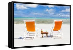 South America, Brazil, Alagoas, Praia Do Riacho, Sun Loungers and Cocktails on the Beach Pr-Alex Robinson-Framed Stretched Canvas