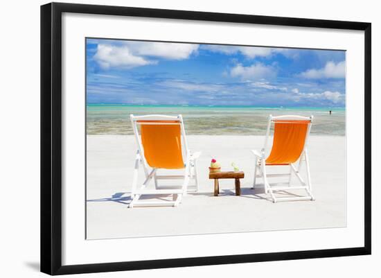 South America, Brazil, Alagoas, Praia Do Riacho, Sun Loungers and Cocktails on the Beach Pr-Alex Robinson-Framed Photographic Print