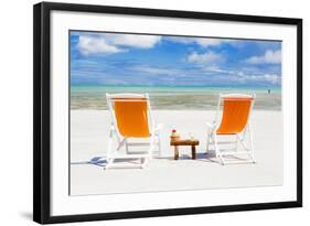 South America, Brazil, Alagoas, Praia Do Riacho, Sun Loungers and Cocktails on the Beach Pr-Alex Robinson-Framed Photographic Print