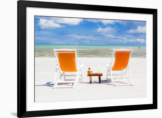 South America, Brazil, Alagoas, Praia Do Riacho, Sun Loungers and Cocktails on the Beach Pr-Alex Robinson-Framed Photographic Print