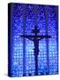 South America, Brazil, Brasilia, Distrito Federal, the Santuario Dom Bosco Church, Stained Glass Wi-Alex Robinson-Stretched Canvas