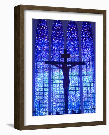 South America, Brazil, Brasilia, Distrito Federal, the Santuario Dom Bosco Church, Stained Glass Wi-Alex Robinson-Framed Photographic Print