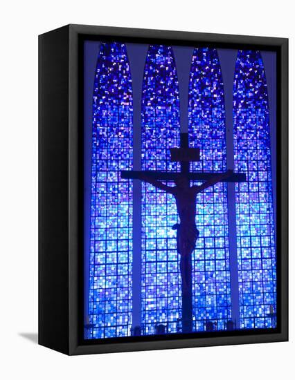 South America, Brazil, Brasilia, Distrito Federal, the Santuario Dom Bosco Church, Stained Glass Wi-Alex Robinson-Framed Stretched Canvas