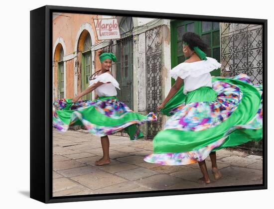 South America, Brazil, Dancers from the Tambor De Crioula Group Catarina Mina, in the Streets of Sa-Alex Robinson-Framed Stretched Canvas