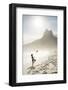 South America, Brazil, Rio de Janeiro, a woman practising football or altinha on Ipanema beach (MR)-Alex Robinson-Framed Photographic Print