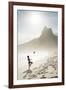 South America, Brazil, Rio de Janeiro, a woman practising football or altinha on Ipanema beach (MR)-Alex Robinson-Framed Photographic Print