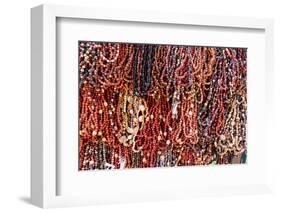 South America, Brazil, Salvador. Close-up of beads made of acai berries.-Alida Latham-Framed Photographic Print