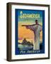 South America by Pan American Clipper - Christ the Redeemer - Vintage Airline Travel Poster-Pacifica Island Art-Framed Art Print