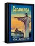 South America by Pan American Clipper - Christ the Redeemer - Vintage Airline Travel Poster-Pacifica Island Art-Framed Stretched Canvas