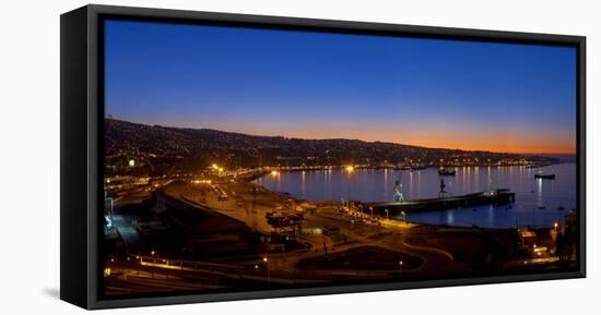 South America, Chile, Pacific Coast, Valparaiso, Harbour Bay, Evening Mood-Chris Seba-Framed Stretched Canvas