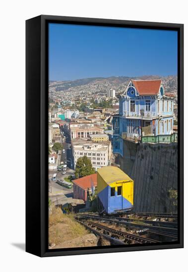 South America, Chile, Pacific Coast, Valparaiso, Harbour, Funicular Railway, Lookout-Chris Seba-Framed Stretched Canvas