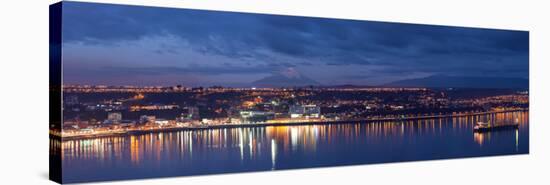 South America, Chile, Patagonia, Pacific Coast, Puerto Montt, Harbour Bay, Evening Light, Freighter-Chris Seba-Stretched Canvas