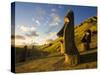 South America, Chile, Rapa Nui, Easter Island, Giant Monolithic Stone Maoi Statues at Rano Raraku-Gavin Hellier-Stretched Canvas