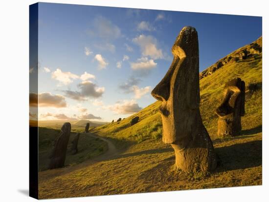 South America, Chile, Rapa Nui, Easter Island, Giant Monolithic Stone Maoi Statues at Rano Raraku-Gavin Hellier-Stretched Canvas