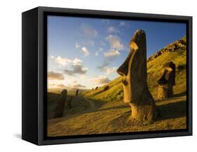 South America, Chile, Rapa Nui, Easter Island, Giant Monolithic Stone Maoi Statues at Rano Raraku-Gavin Hellier-Framed Stretched Canvas