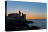 South America, Chile, Vina Del Mar, Pacific Coast, Wulff Castle, Sailboat, Sunset-Chris Seba-Stretched Canvas