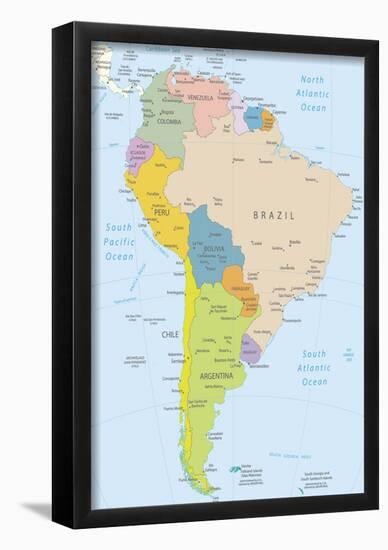 South America-Highly Detailed Map-ekler-Framed Poster