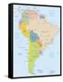 South America-Highly Detailed Map-ekler-Framed Stretched Canvas