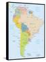 South America-Highly Detailed Map-ekler-Framed Stretched Canvas