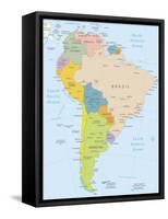 South America-Highly Detailed Map-ekler-Framed Stretched Canvas