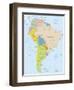 South America-Highly Detailed Map-ekler-Framed Art Print