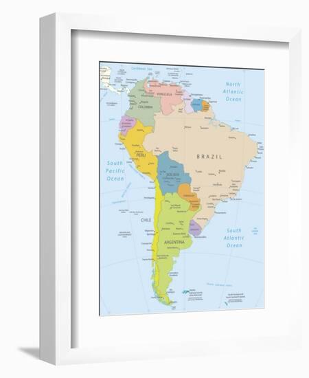 South America-Highly Detailed Map-ekler-Framed Art Print