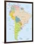 South America-Highly Detailed Map-ekler-Framed Art Print