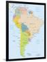 South America-Highly Detailed Map-ekler-Framed Art Print