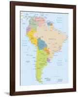 South America-Highly Detailed Map-ekler-Framed Art Print