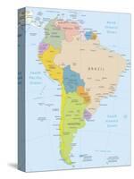 South America-Highly Detailed Map-ekler-Stretched Canvas