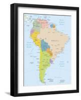 South America-Highly Detailed Map-ekler-Framed Art Print