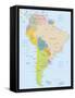 South America-Highly Detailed Map-ekler-Framed Stretched Canvas