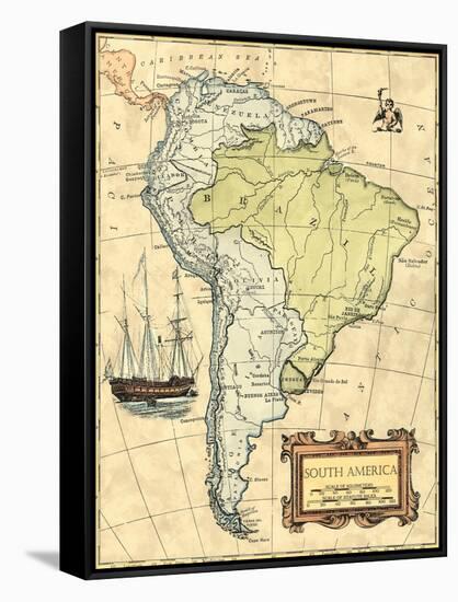 South America Map-Vision Studio-Framed Stretched Canvas