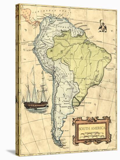 South America Map-Vision Studio-Stretched Canvas