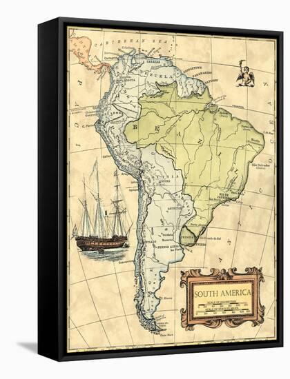 South America Map-Vision Studio-Framed Stretched Canvas