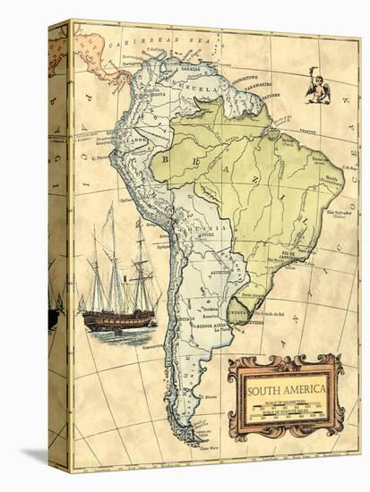 South America Map-Vision Studio-Stretched Canvas