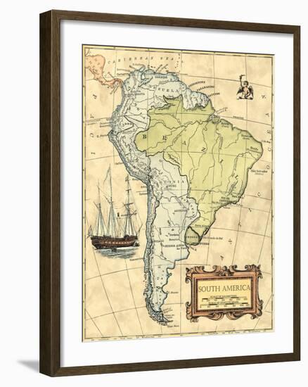 South America Map-Vision Studio-Framed Art Print