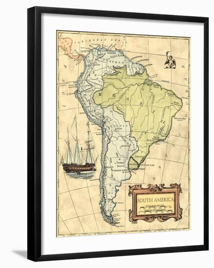 South America Map-Vision Studio-Framed Art Print